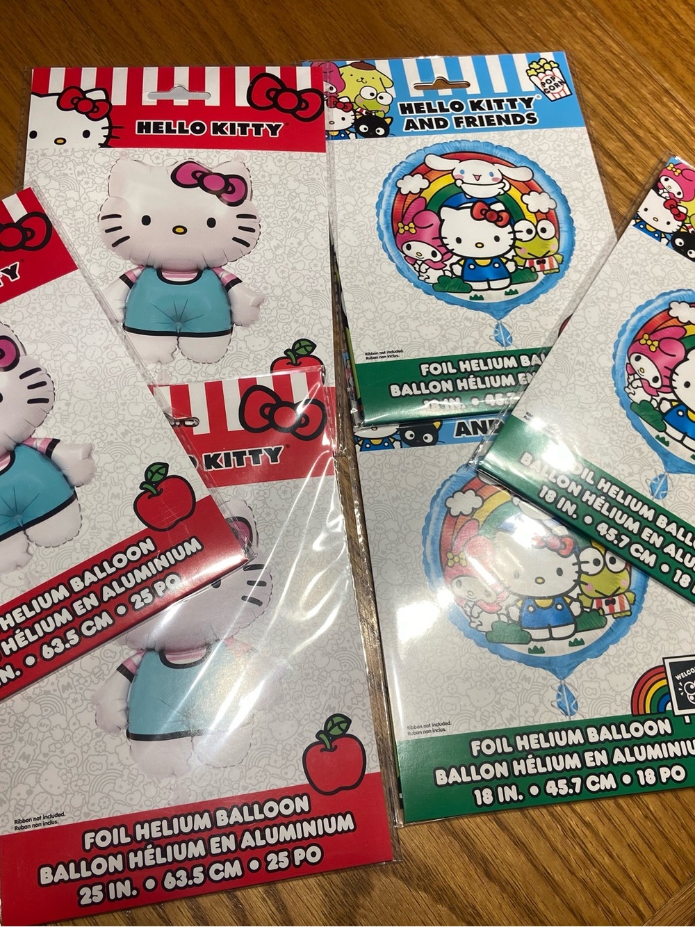6 New Hello Kitty Foil Helium Balloons – Pink, Red, Blue, White, Green